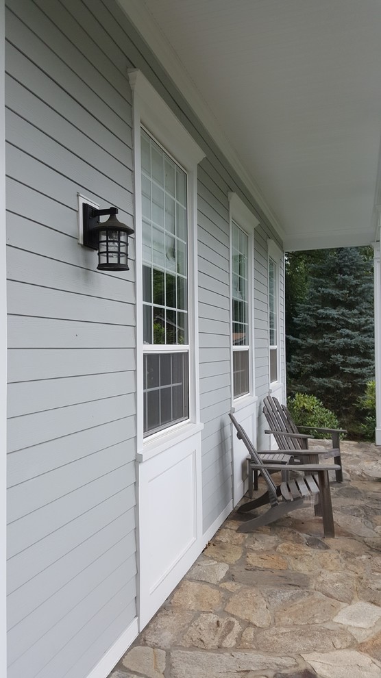 6 1/4" Cedarmill James Hardie Lap in Light Mist, Arctic White Trim