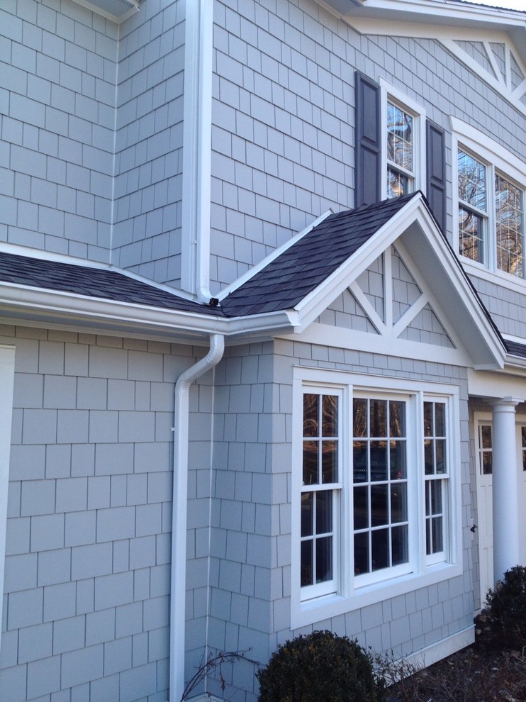 7" HardieShingle Light Mist Arctic White HardieTrim Westport