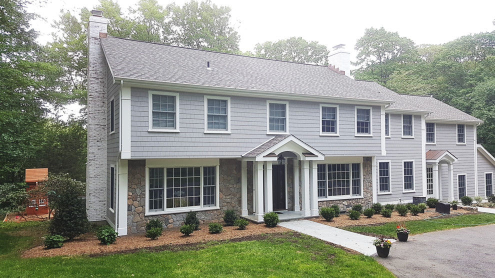 7" Light Mist Individual HardieShingle with Arctic White HardieTrim