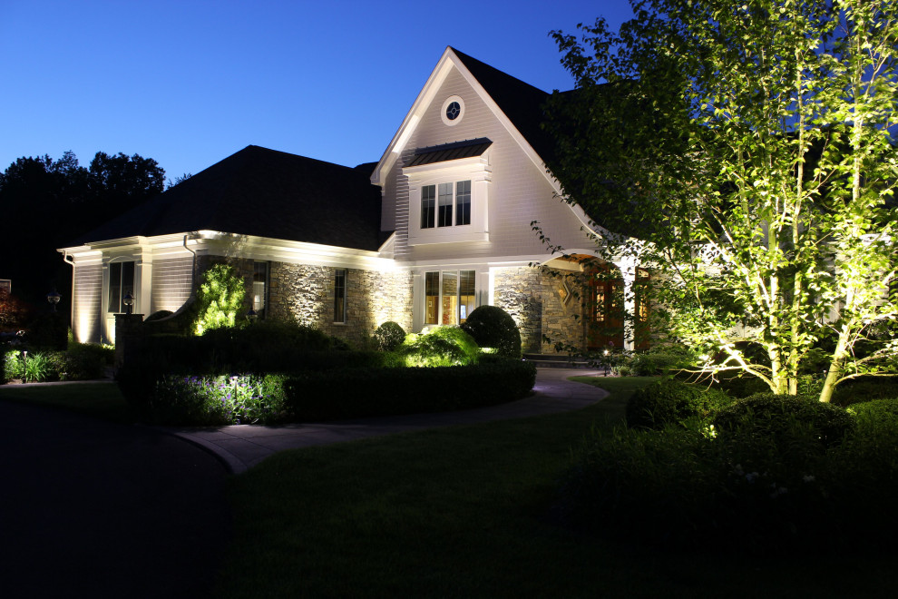 A Festive Lit Home of Color Transitional Exterior Bridgeport by