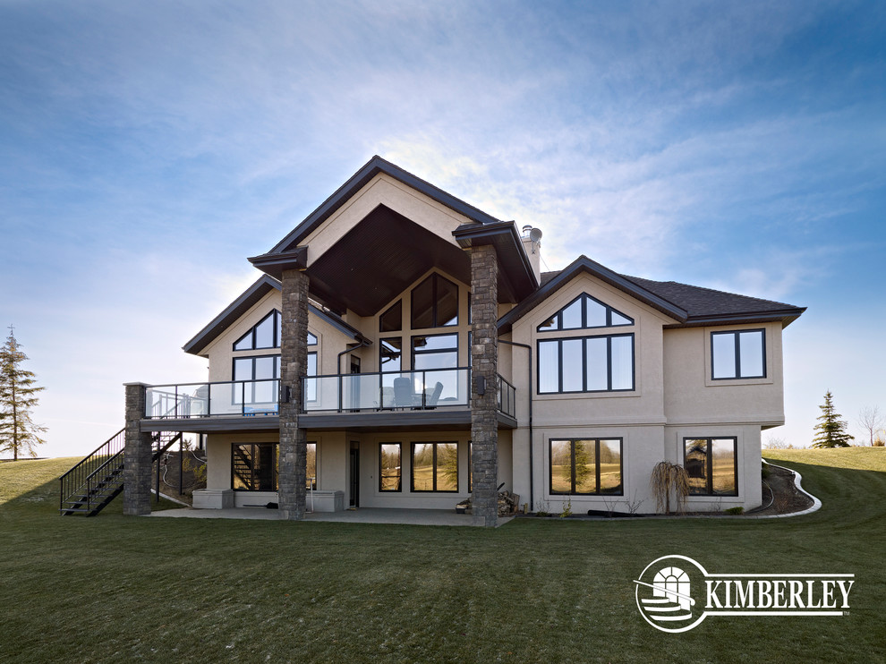 Acreage Bungalow Transitional Exterior Edmonton by Kimberley