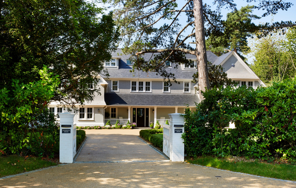 Photo of a beach style house exterior in Boston.
