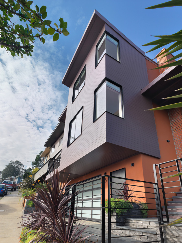 Modern three-story mixed siding exterior home idea in San Francisco