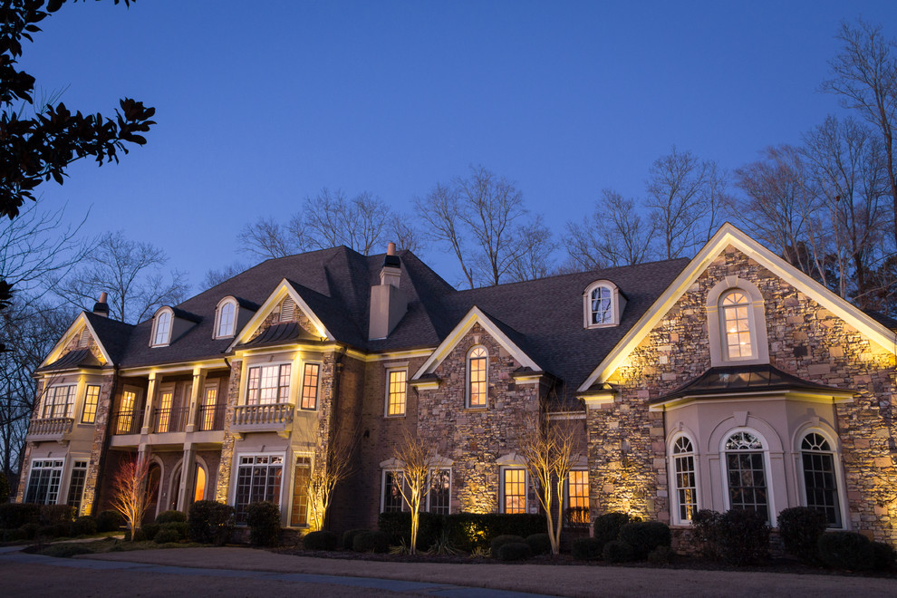 Alpharetta, GA House and Backyard Lighting Project Rustic House