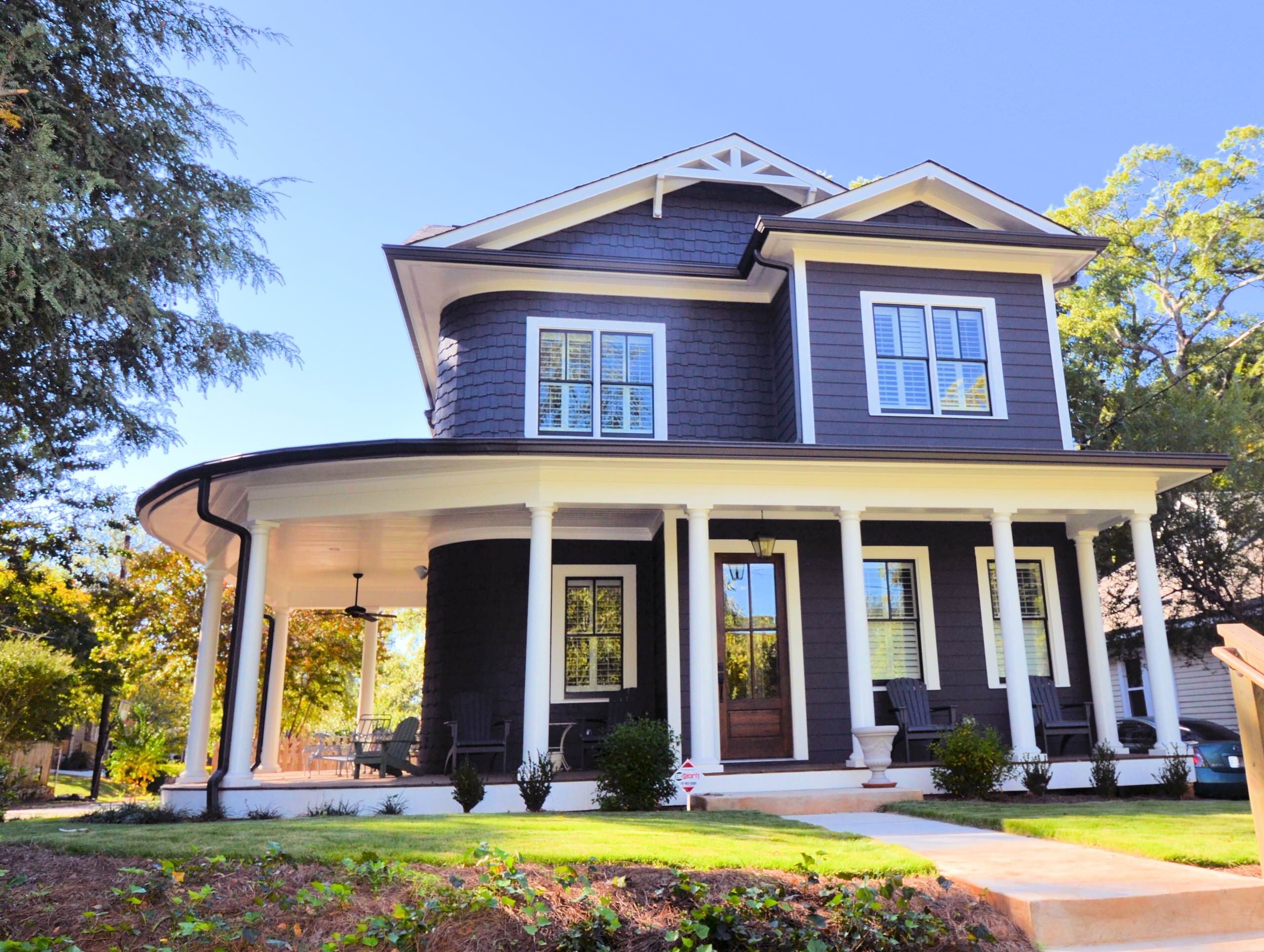 dark blue house exterior