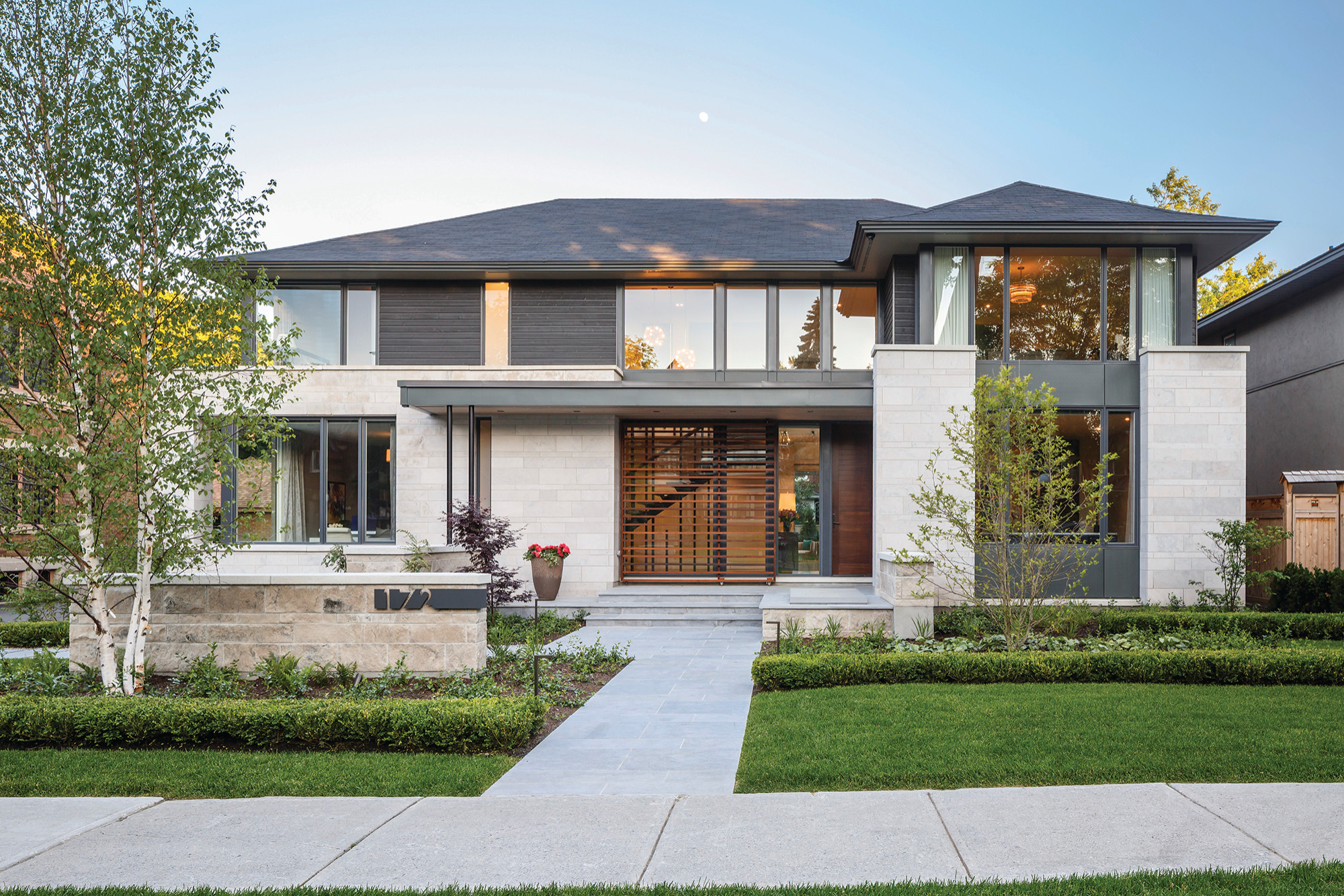 Modern house with new roof installation