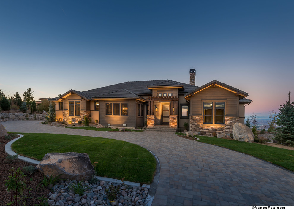 ArrowCreek Custom 4Cedar Lap siding, stained SW 3520 Caribou