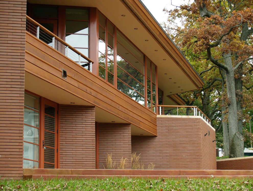 This is an example of a contemporary brick house exterior in Milwaukee.