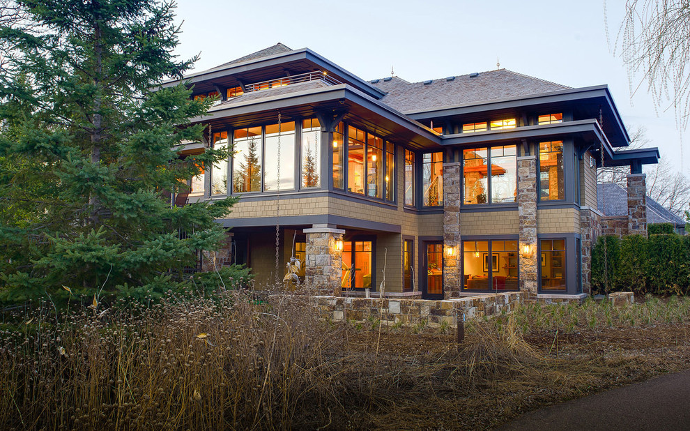 Inspiration for a craftsman two-story stone exterior home remodel in Minneapolis