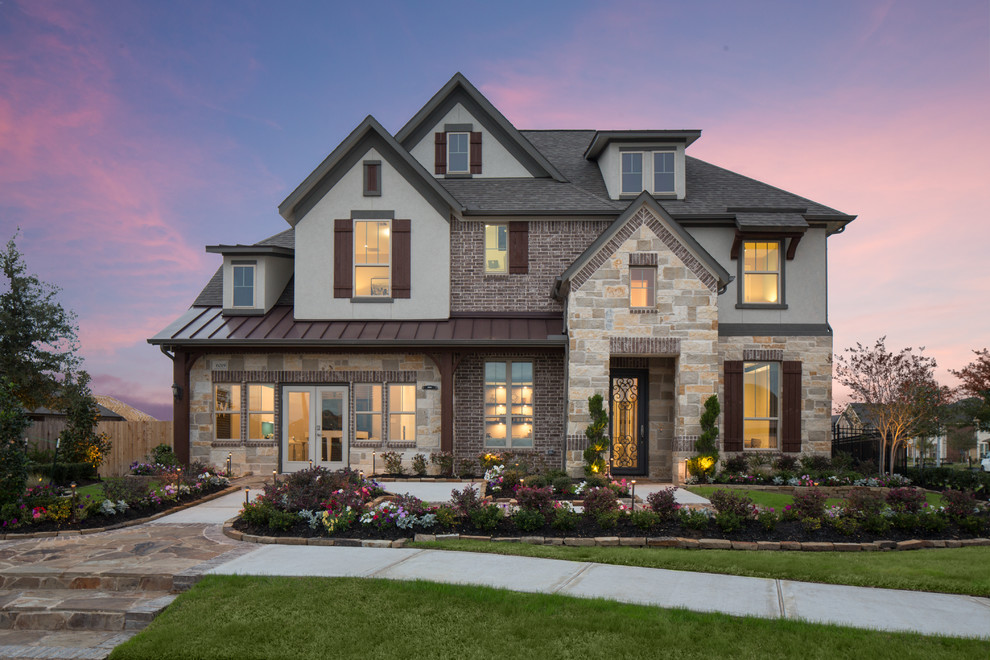 Ashton Woods Model Home Fieldstone Traditional Exterior Houston