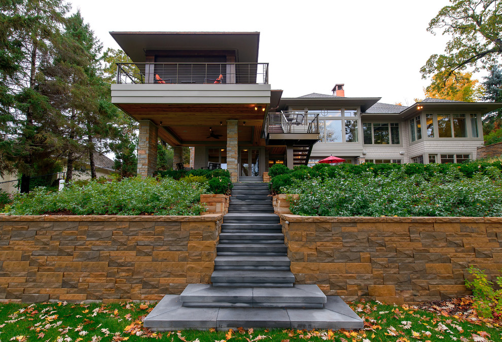 Craftsman one-story wood exterior home idea in Minneapolis