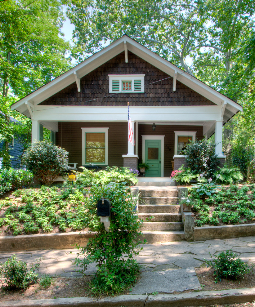 Example of an arts and crafts brown two-story exterior home design in Atlanta