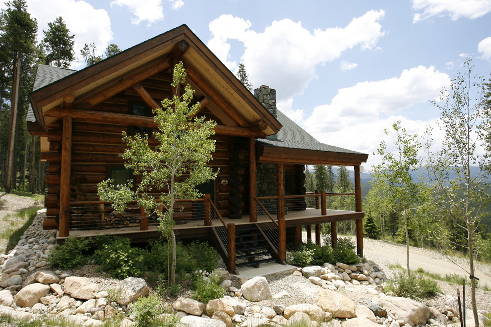 Authentic Rocky Mountain Log Cabin Rustic Exterior Denver by