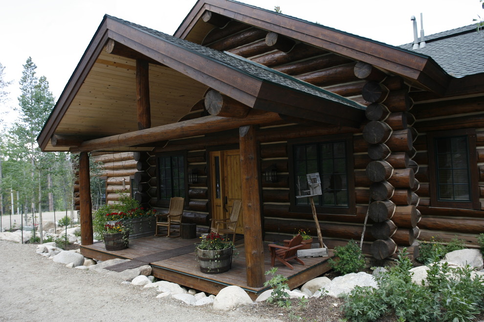 Authentic Rocky Mountain Log Cabin Rustic Exterior Denver by