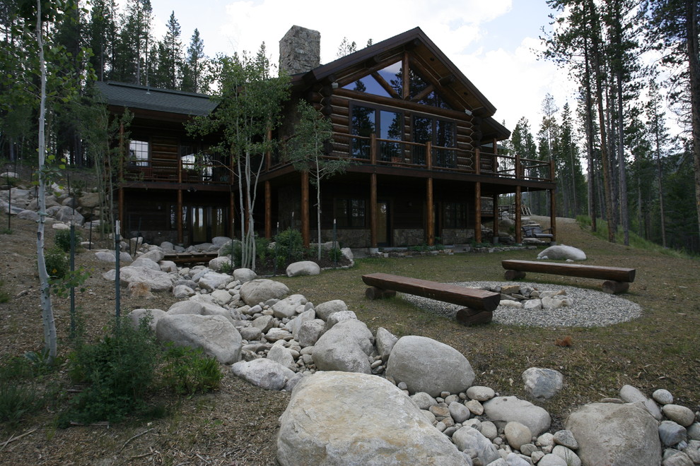 Authentic Rocky Mountain Log Cabin Rustic Exterior Denver by