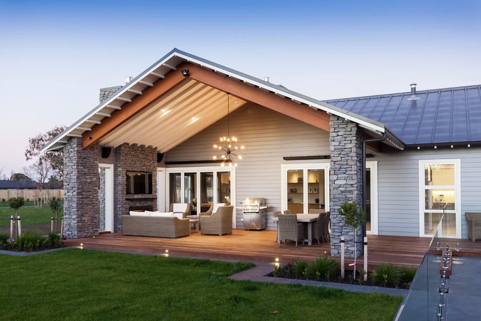 Design ideas for a modern house exterior in Christchurch.