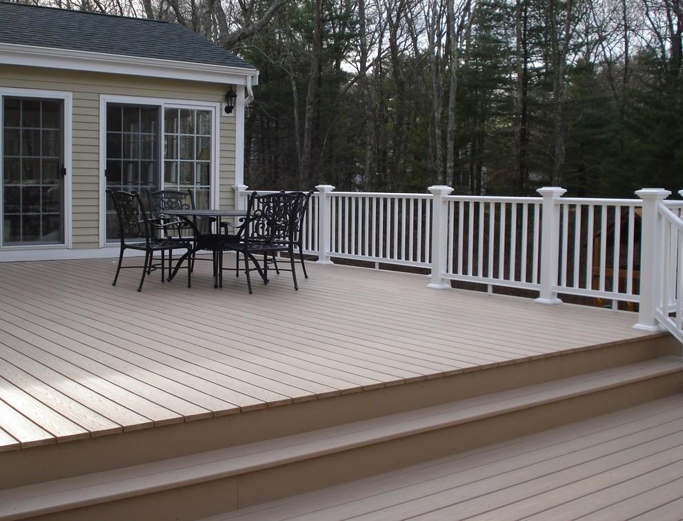 Azek Composite Deck In Brownstone And Railings In White