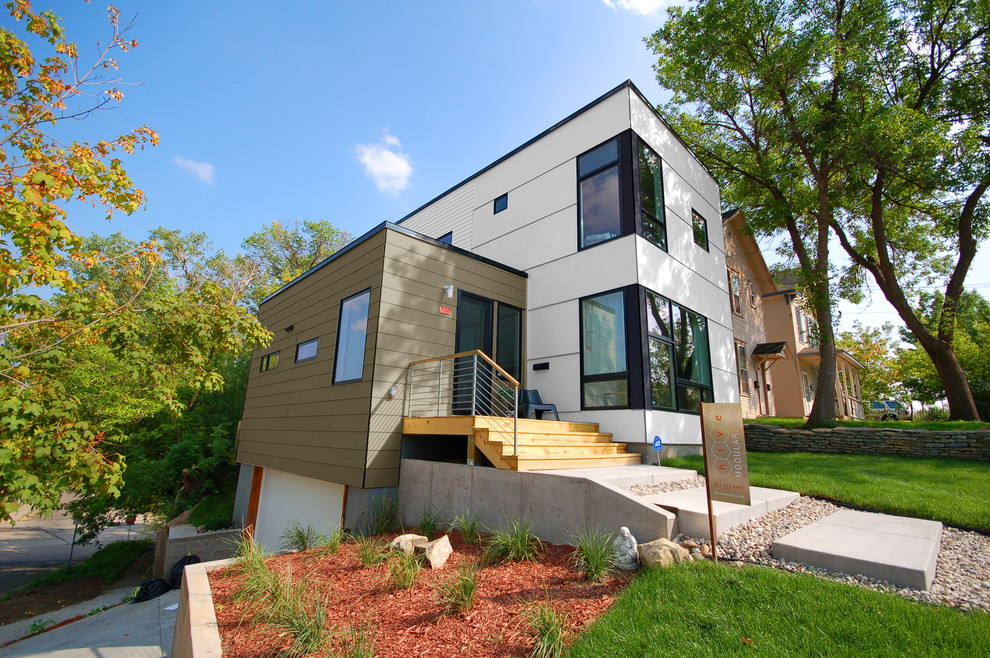 Minimalist two-story mixed siding exterior home photo in Minneapolis