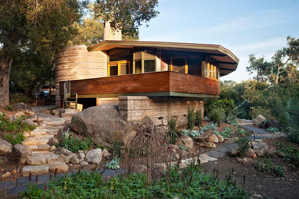 Photo of a modern brick house exterior in Santa Barbara.