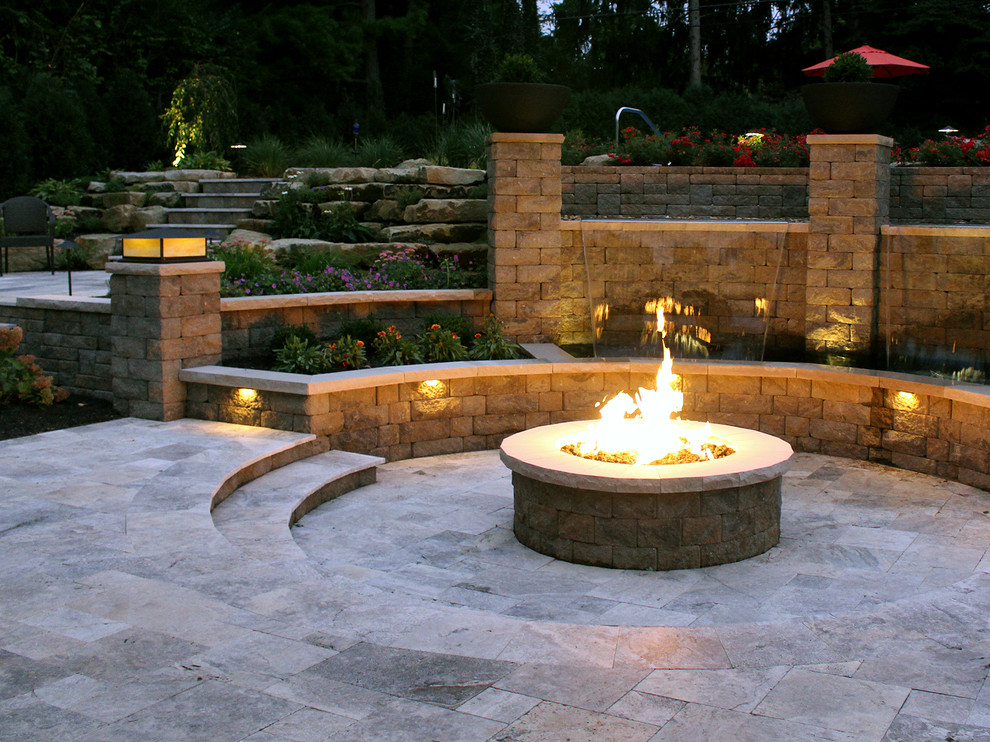 Backyard Patio Entertaining Area with Lighting Contemporary