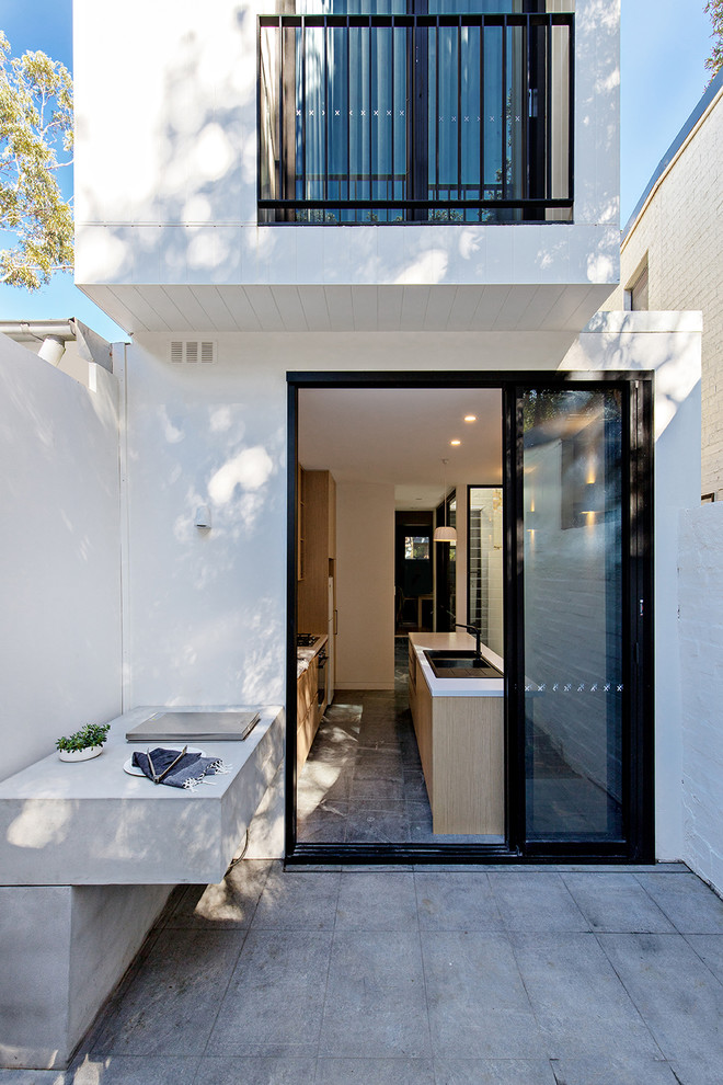 Small contemporary house exterior in Sydney.
