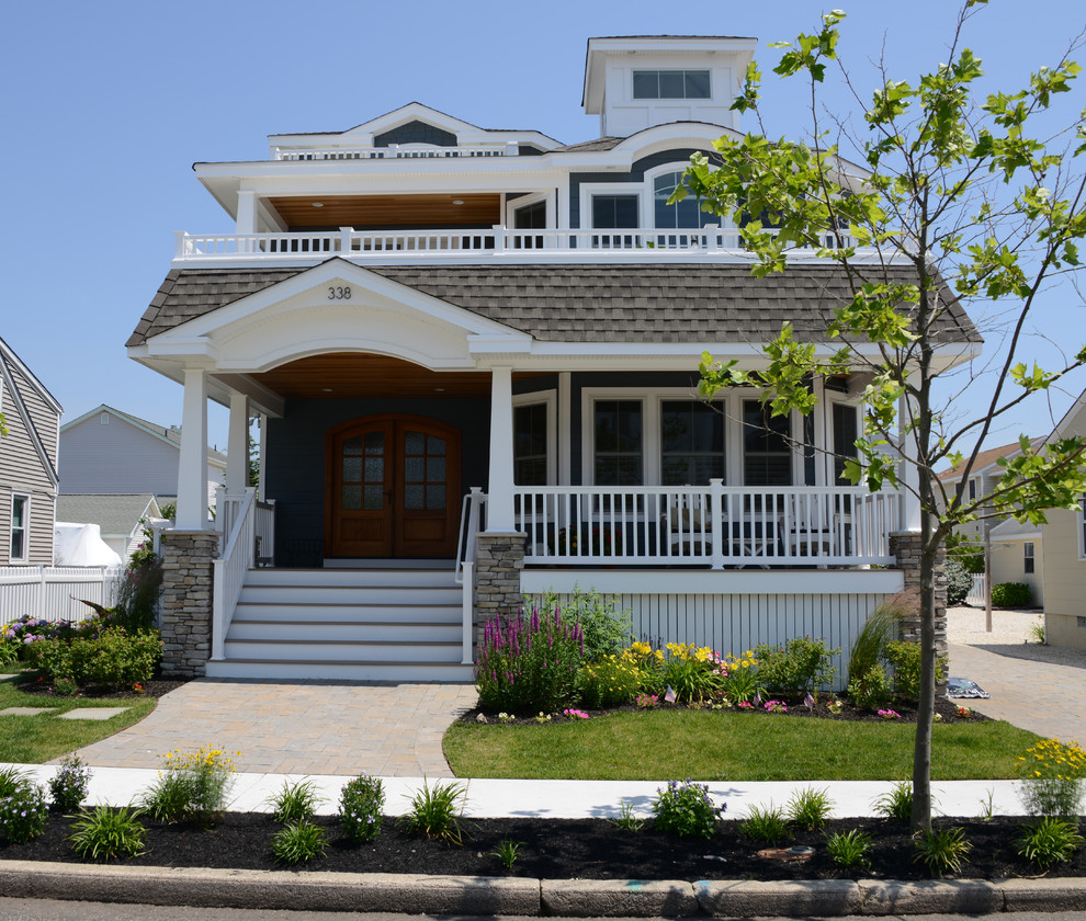 Beach House Front Elevation Features Double Front Doors Beach Style Exterior Philadelphia By Millworkforless Houzz