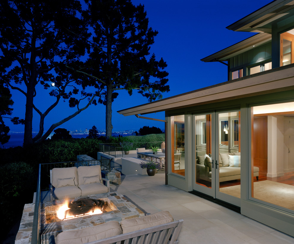 Huge trendy beige two-story wood exterior home photo in San Francisco