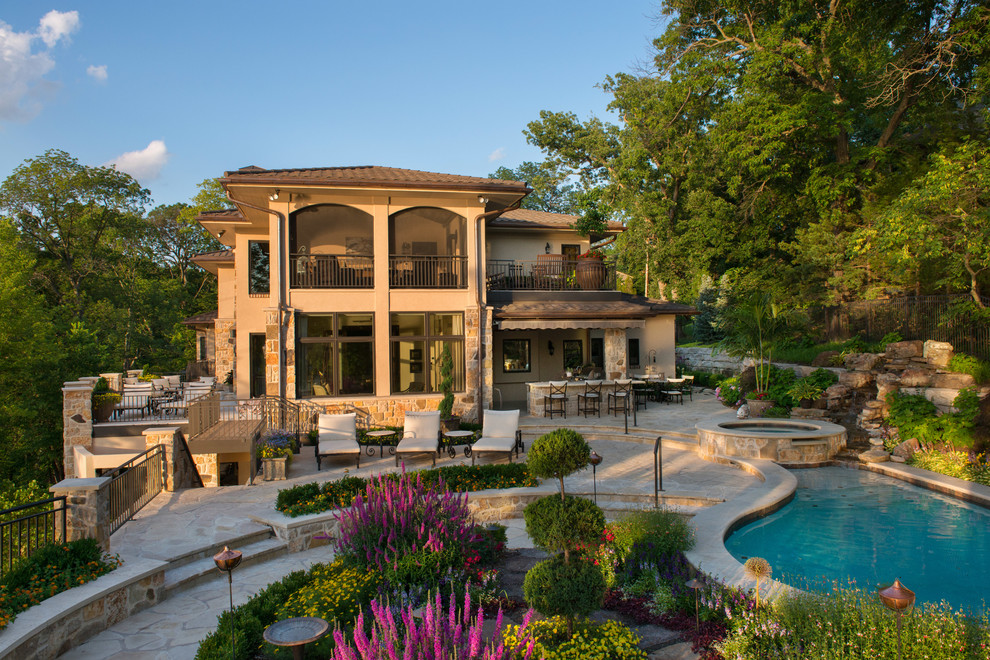This is an example of a mediterranean house exterior in Kansas City.