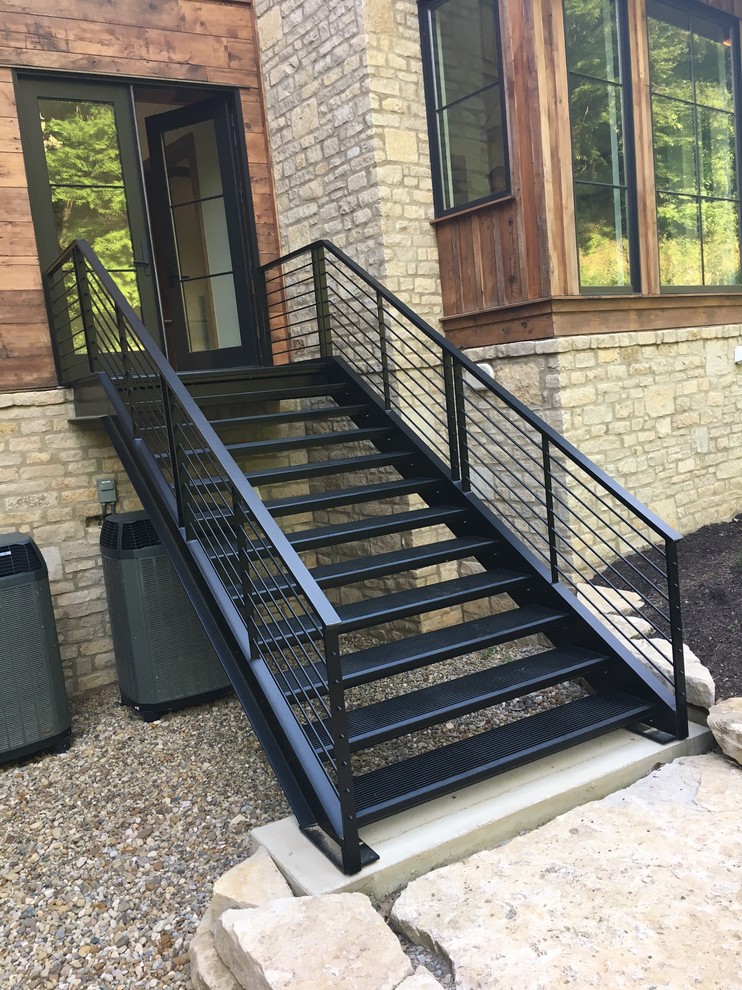 Black Cable Wire Exterior Railing Project - Contemporary - Exterior ...