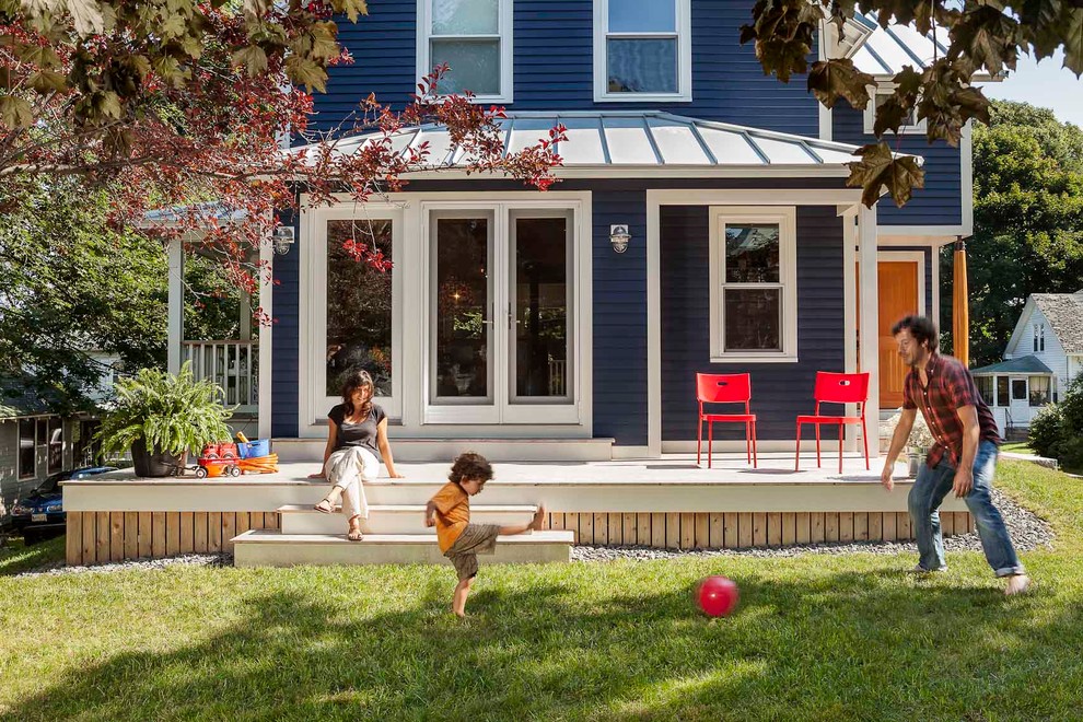 Inspiration for a blue classic house exterior in Portland Maine.