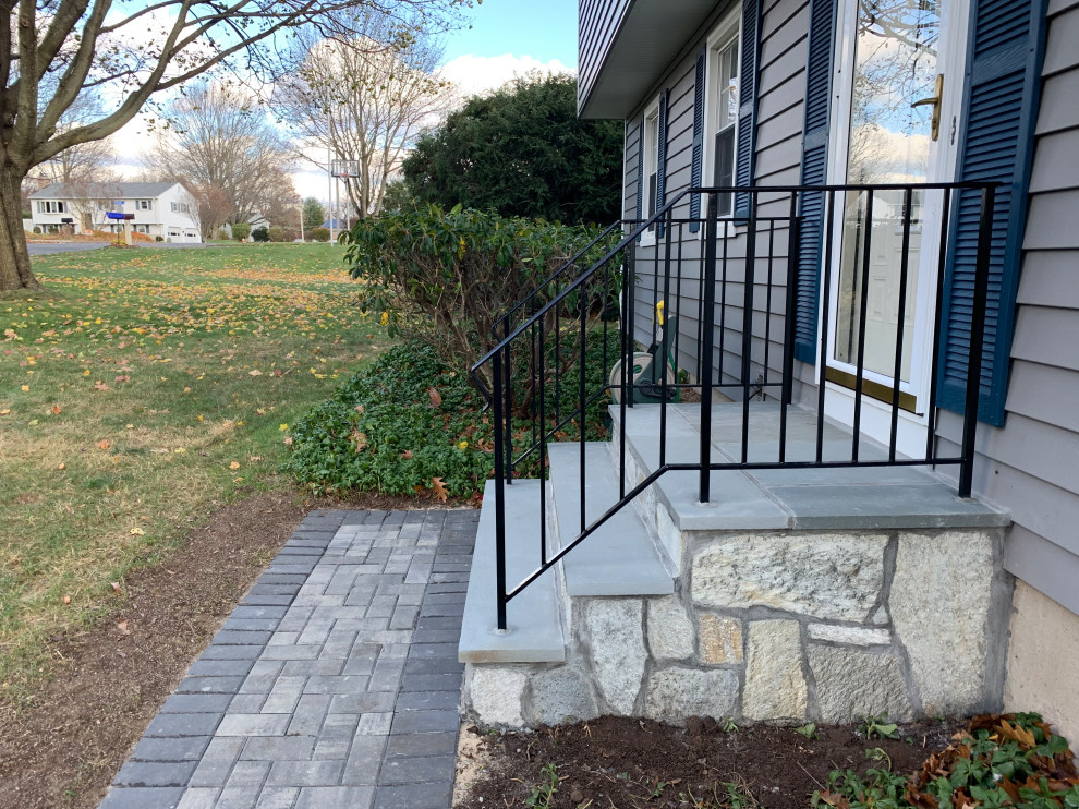 Bluestone Steps with Solid Rod Iron Railings Traditional Exterior