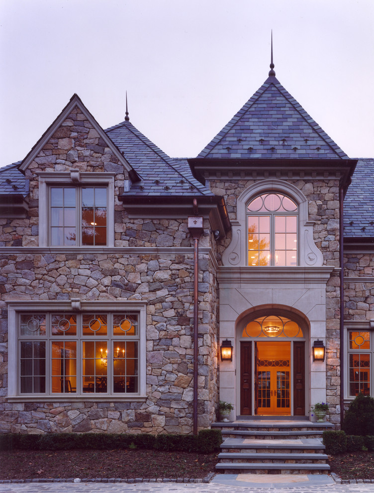 Elegant stone exterior home photo in Philadelphia