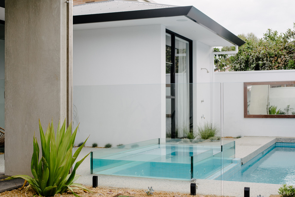 Large and white contemporary two floor house exterior in Adelaide.