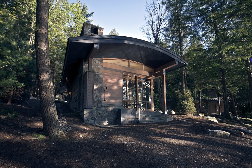 Einstöckige Moderne Holzfassade Haus in Portland Maine