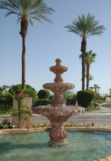 Cantera Stone 3 tier Fountain - Mediterranean - Exterior - Orange ...