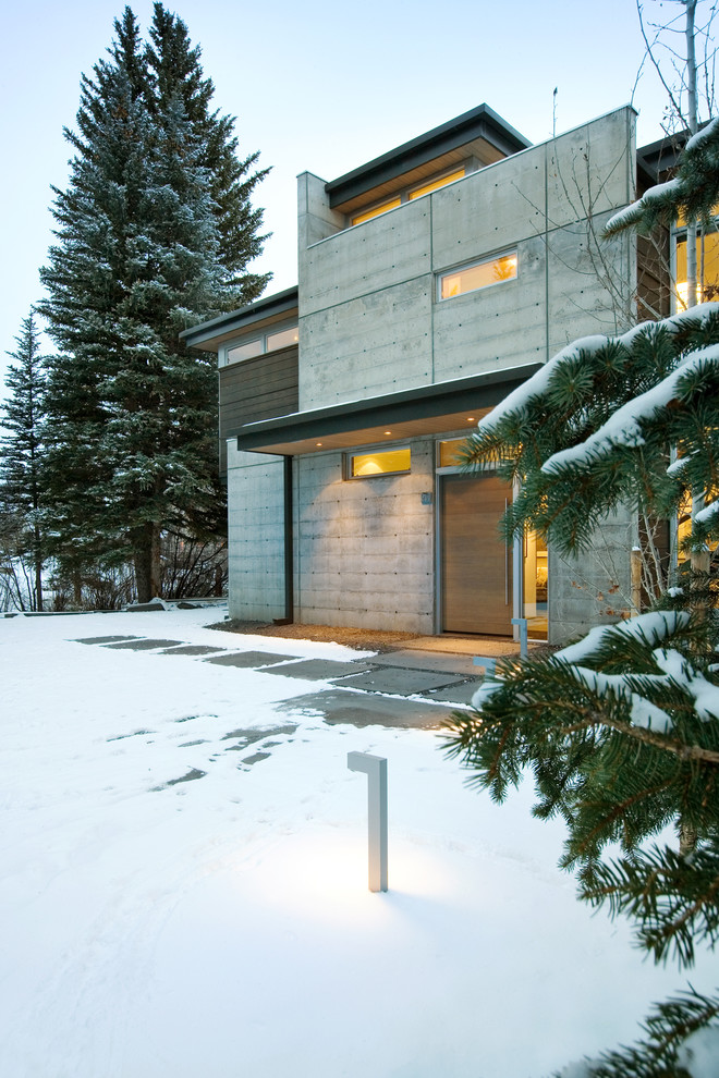 Example of a minimalist concrete exterior home design in Denver