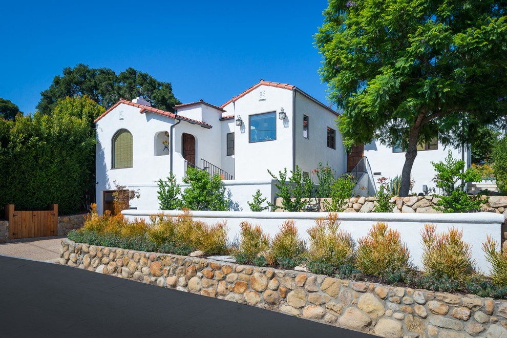 Inspiration for a mediterranean house exterior in Santa Barbara.