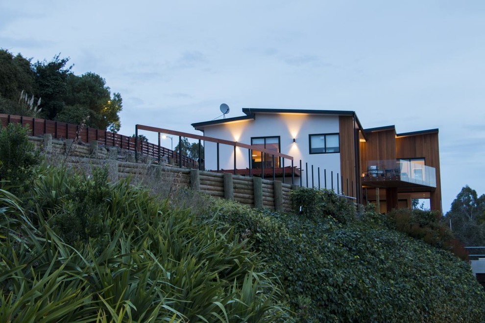 Example of a minimalist exterior home design in Christchurch