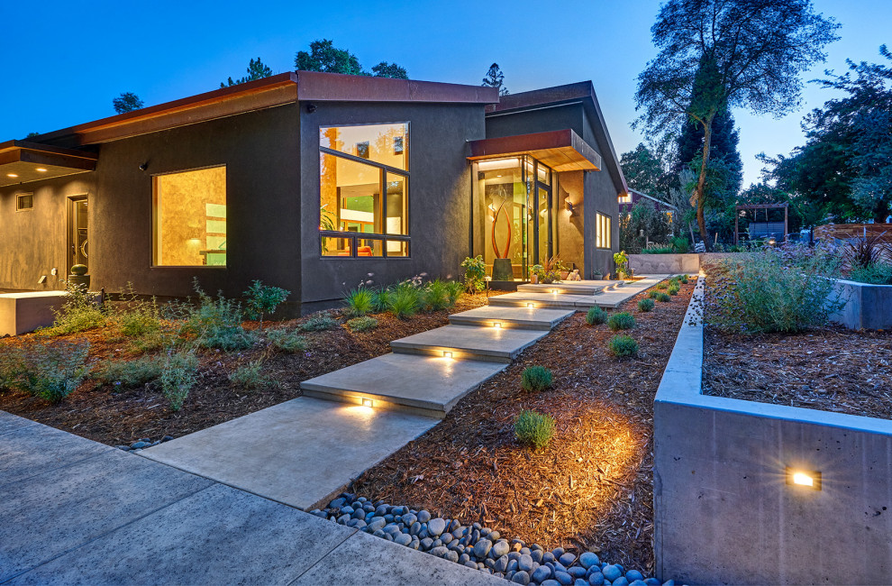 Expansive and black contemporary bungalow detached house in Sacramento.