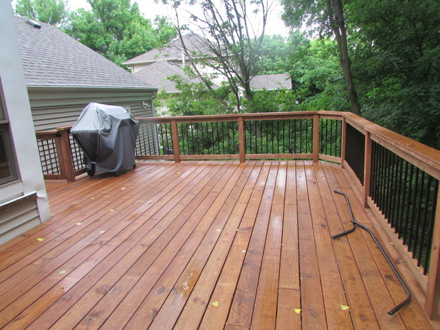 Cedar toned pressure treated deck with aluminum balusters 2 - Craftsman -  Exterior - Minneapolis - by Coty Construction | Houzz