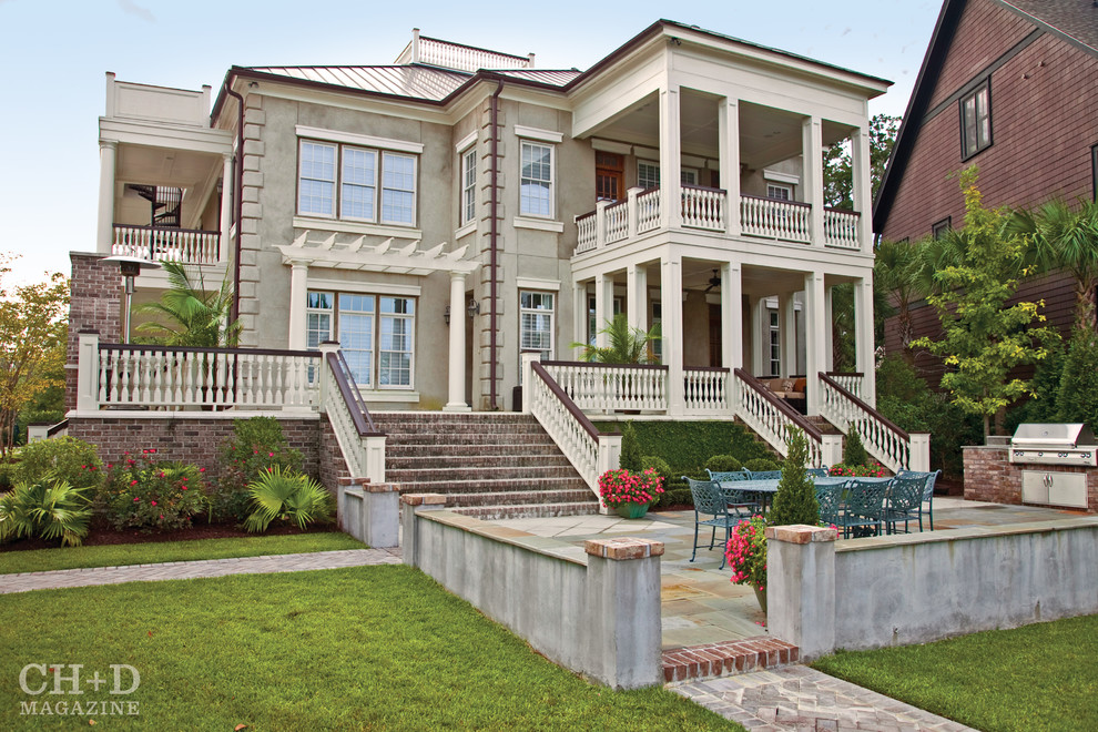 This is an example of a mediterranean house exterior in Charleston.