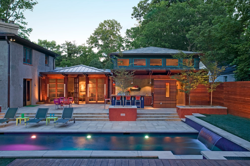 Inspiration for a contemporary two-story exterior home remodel in Nashville with a hip roof
