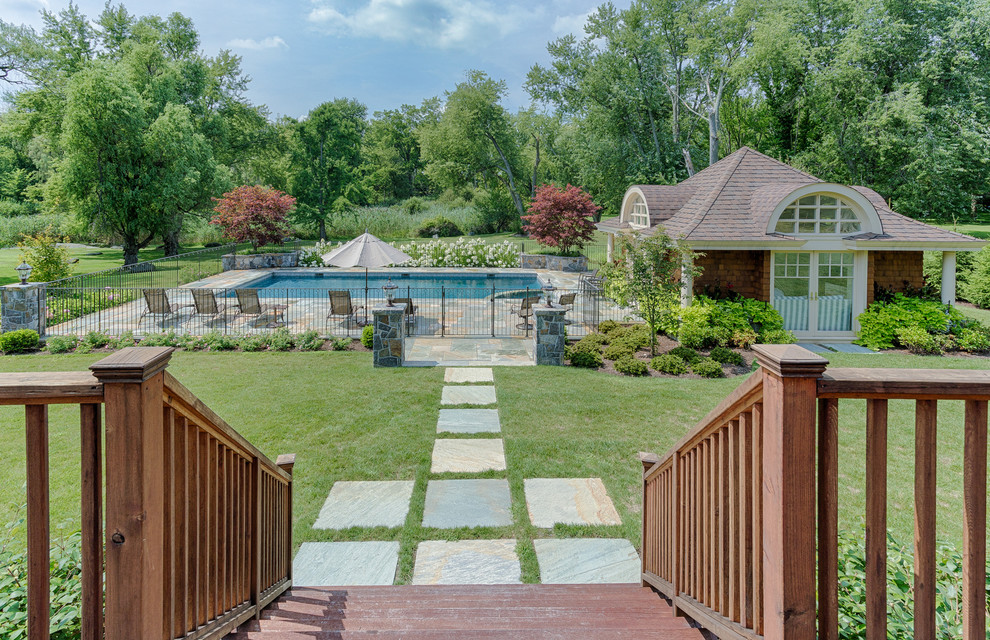 Classic Elegance Rectangle Pools Traditional Exterior New York