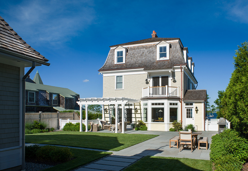 Design ideas for a coastal house exterior in Providence.