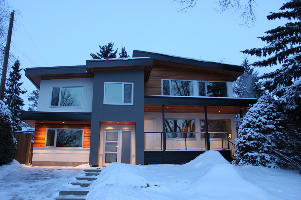 Zweistöckiges Modernes Haus mit Mix-Fassade in Calgary