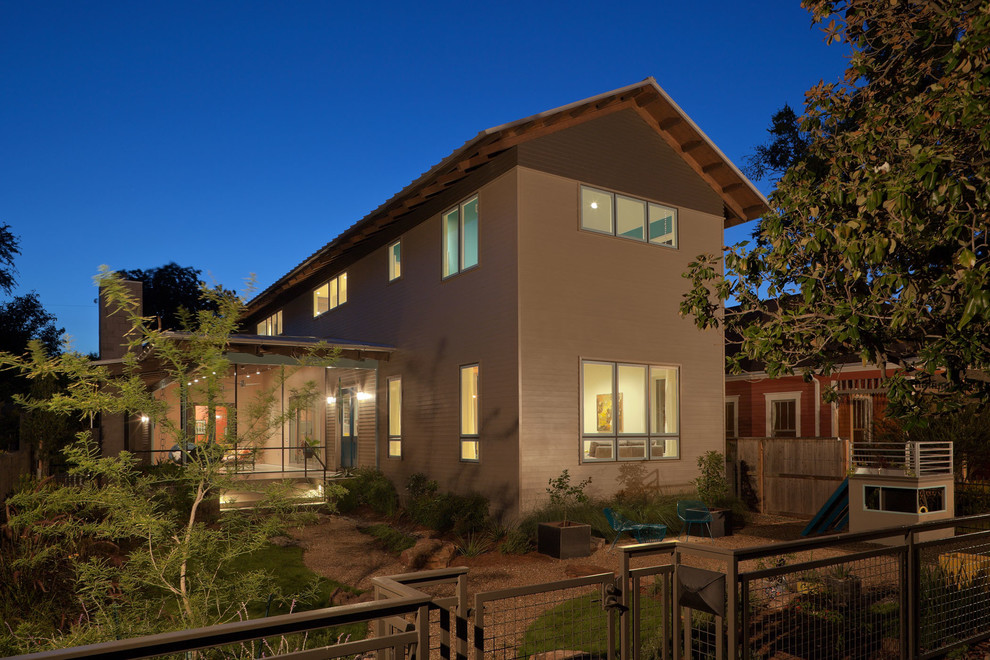 Example of a transitional exterior home design in Houston