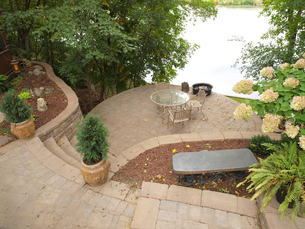 Concrete Block Raised Patio with Allan Block Retaining Walls