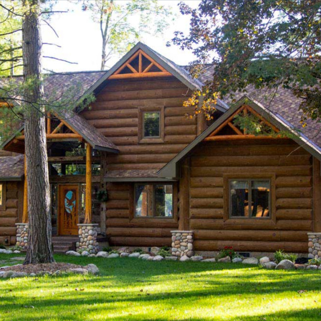 Concrete Log Siding Homes Rustic Exterior Other by NextGen Logs