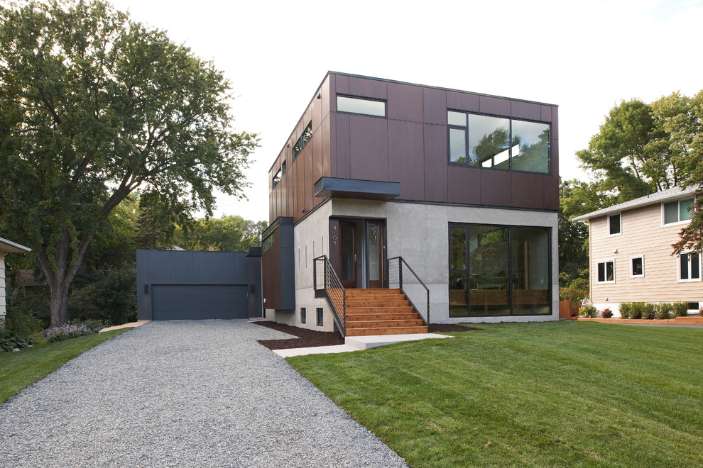 Design ideas for a medium sized contemporary house exterior in Minneapolis.