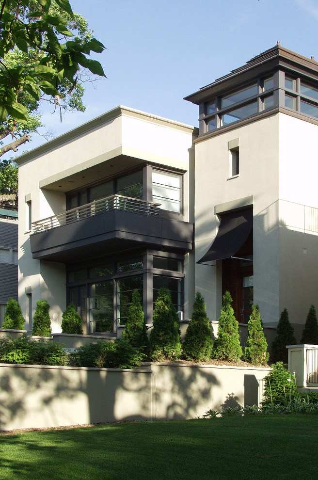 This is an example of a contemporary two floor house exterior in Minneapolis.
